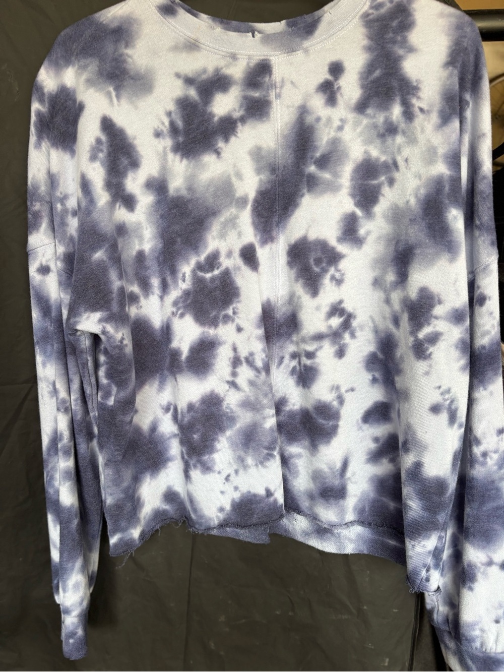 Aqua Blue White Tie-Dye Pullover Sweatshirt